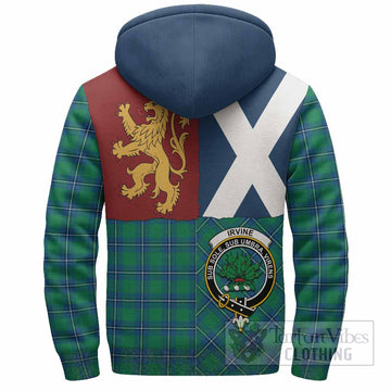 Irvine Crest Tartan Sherpa Hoodie with Lion Rampant Saltire Style