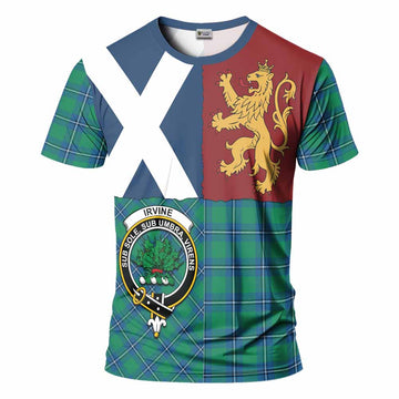 Irvine Crest Tartan T-Shirt with Lion Rampant Saltire Style