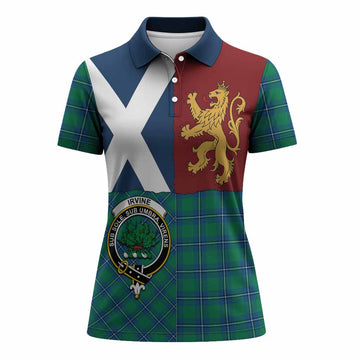 Irvine Crest Tartan Women Polo Shirt with Lion Rampant Saltire Style