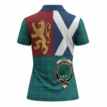 Irvine Crest Tartan Women Polo Shirt with Lion Rampant Saltire Style