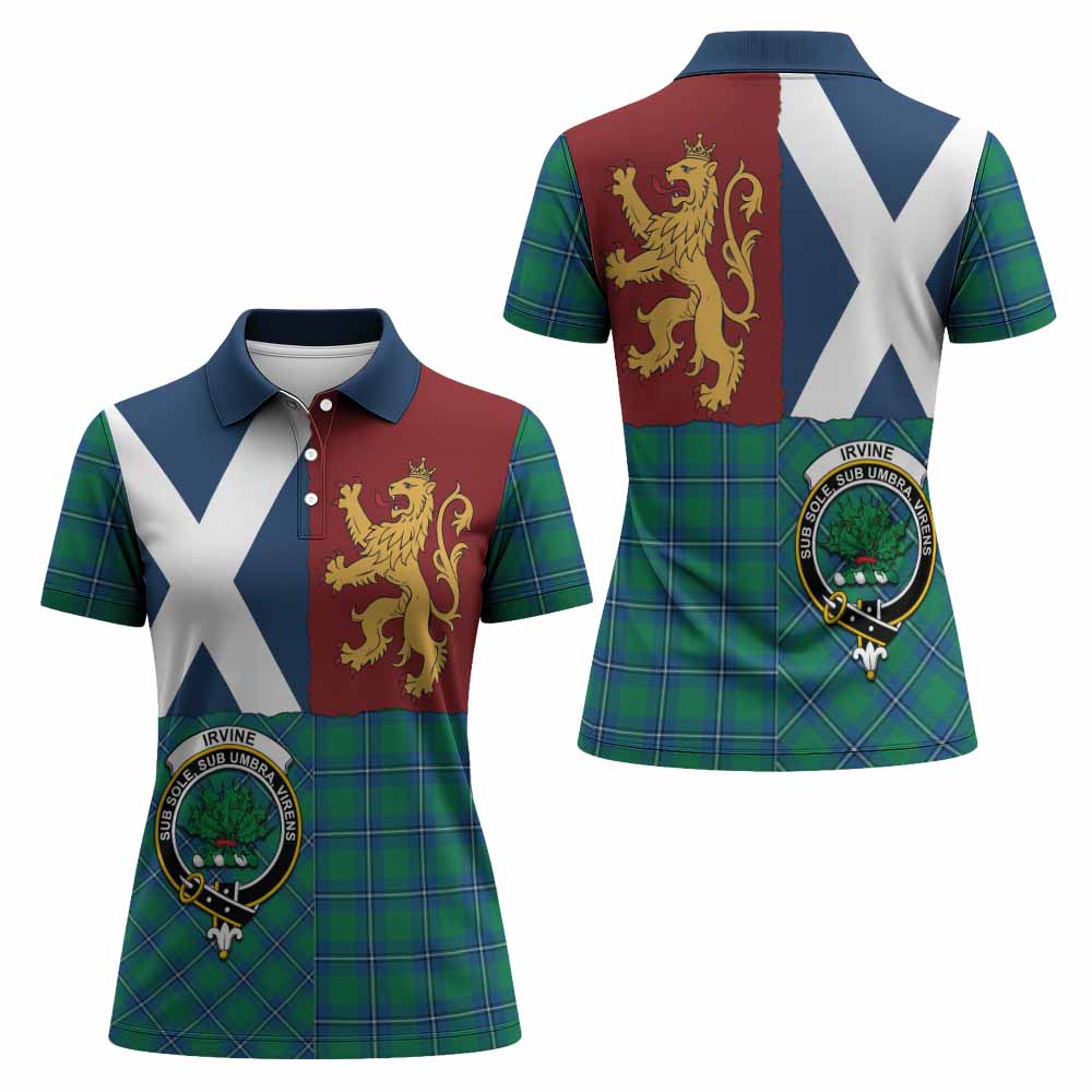 Irvine Crest Tartan Women Polo Shirt with Lion Rampant Saltire Style