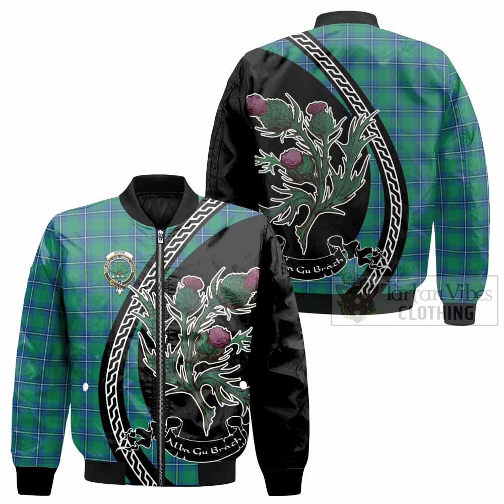 Irvine Family Crest Tartan Bomber Jacket Alba Thistle Inspired - Tartan Vibes Clothing
