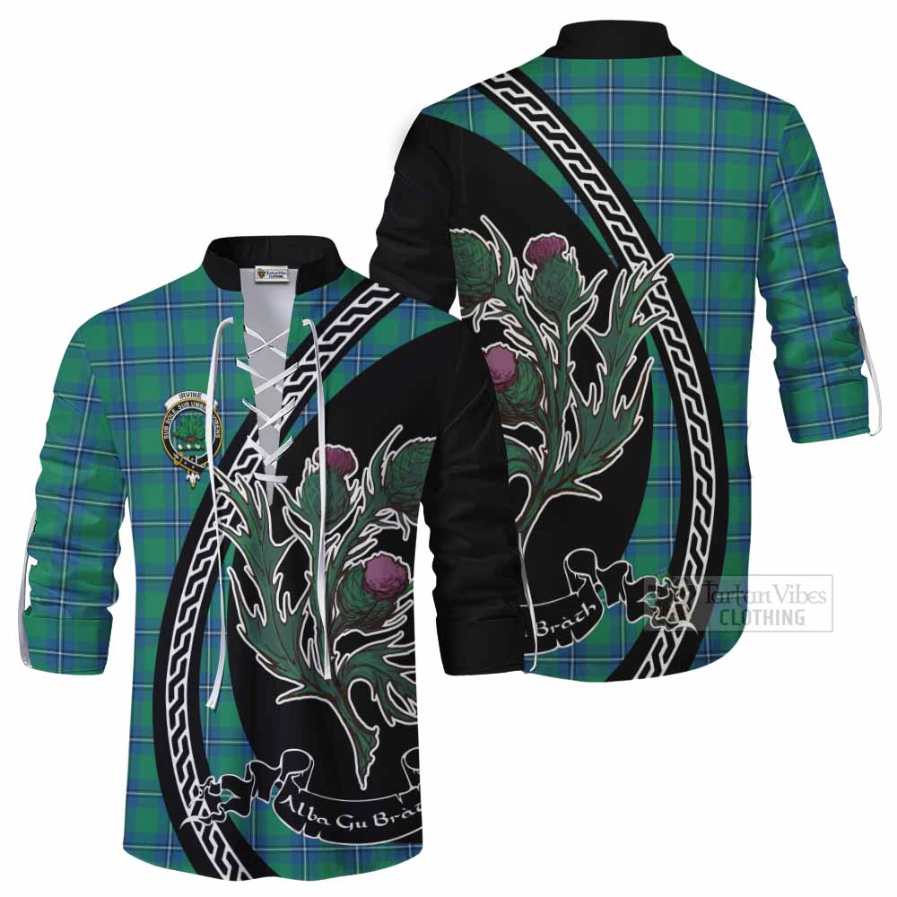 Irvine Family Crest Tartan Ghillie Shirt Alba Thistle Inspired - Tartan Vibes Clothing