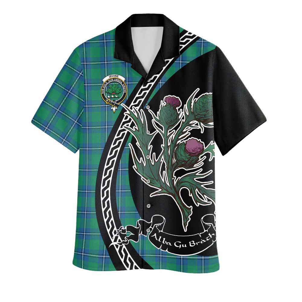 Irvine Family Crest Tartan Hawaiian Shirt Alba Thistle Inspired - Tartan Vibes Clothing