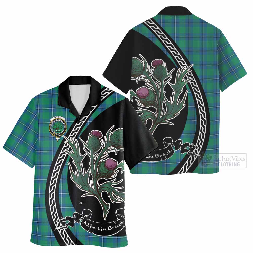 Irvine Family Crest Tartan Hawaiian Shirt Alba Thistle Inspired - Tartan Vibes Clothing