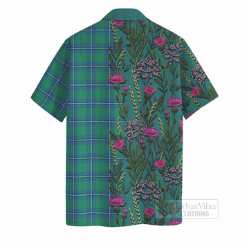 Irvine Family Crest Tartan Hawaiian Shirt Scottish Thistle Flower Pattern Half Style - Tartan Vibes Clothing
