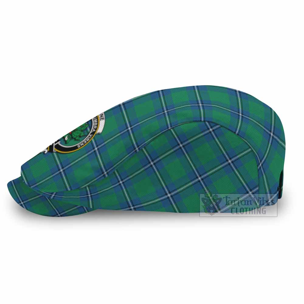 Irvine Family Crest Tartan Jeff Cap, Tartan Flat Cap
