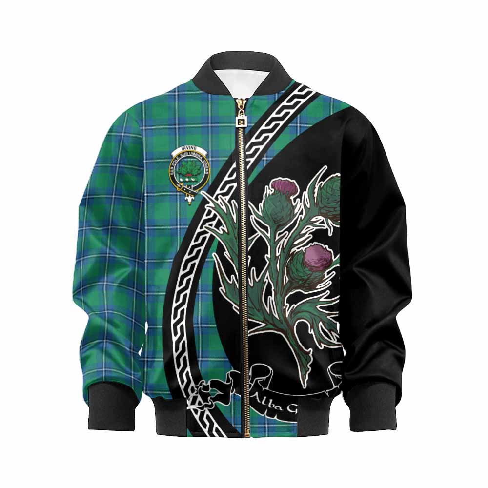 Irvine Family Crest Tartan Kid Bomber Jacket Alba Thistle Inspired - Tartan Vibes Clothing