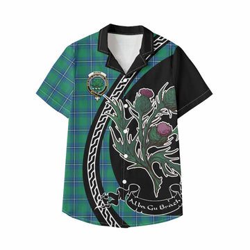 Irvine Family Crest Tartan Kid Hawaiian Shirt Alba Thistle Inspired - Tartan Vibes Clothing