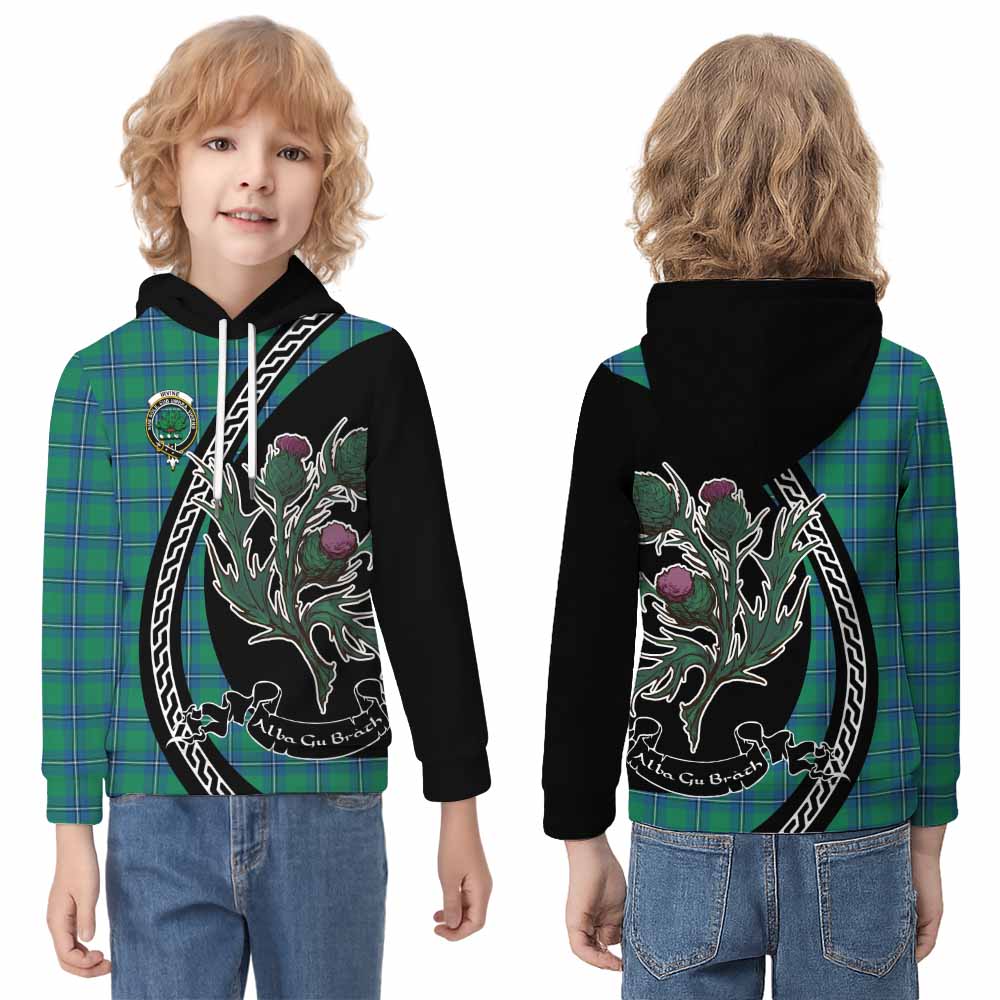 Irvine Family Crest Tartan Kid Hoodie Alba Thistle Inspired - Tartan Vibes Clothing