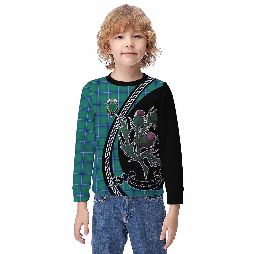 Irvine Family Crest Tartan Kid Knitted Sweatshirt Alba Thistle Inspired - Tartan Vibes Clothing