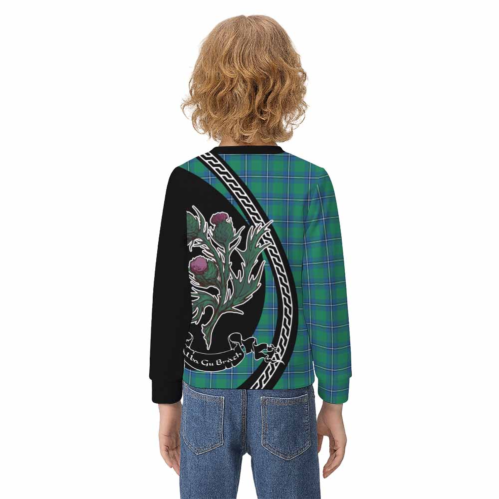 Irvine Family Crest Tartan Kid Knitted Sweatshirt Alba Thistle Inspired - Tartan Vibes Clothing