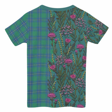 Irvine Family Crest Tartan Kid T-shirt Scottish Thistle Flower Pattern Half Style - Tartan Vibes Clothing