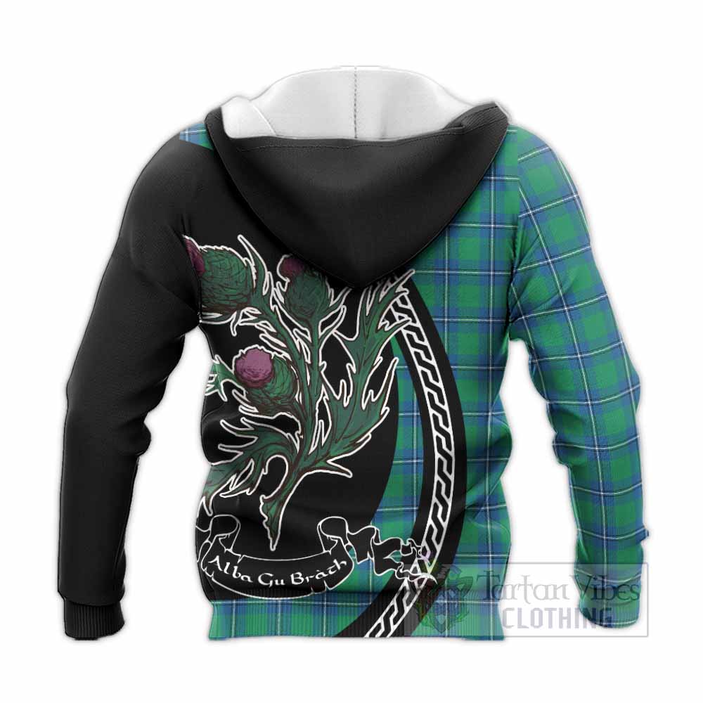 Irvine Family Crest Tartan Knitted Hoodie Alba Thistle Inspired - Tartan Vibes Clothing