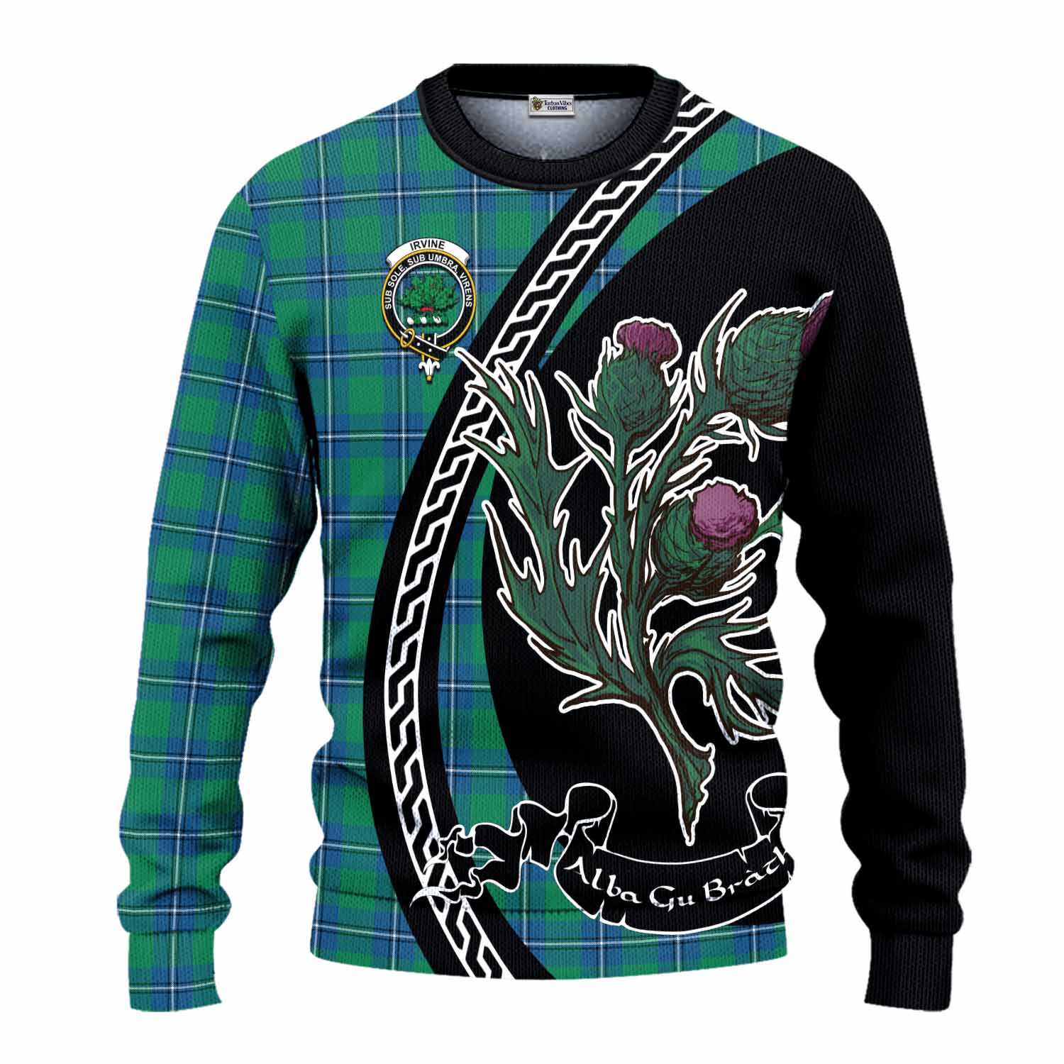 Irvine Family Crest Tartan Knitted Sweater Alba Thistle Inspired - Tartan Vibes Clothing