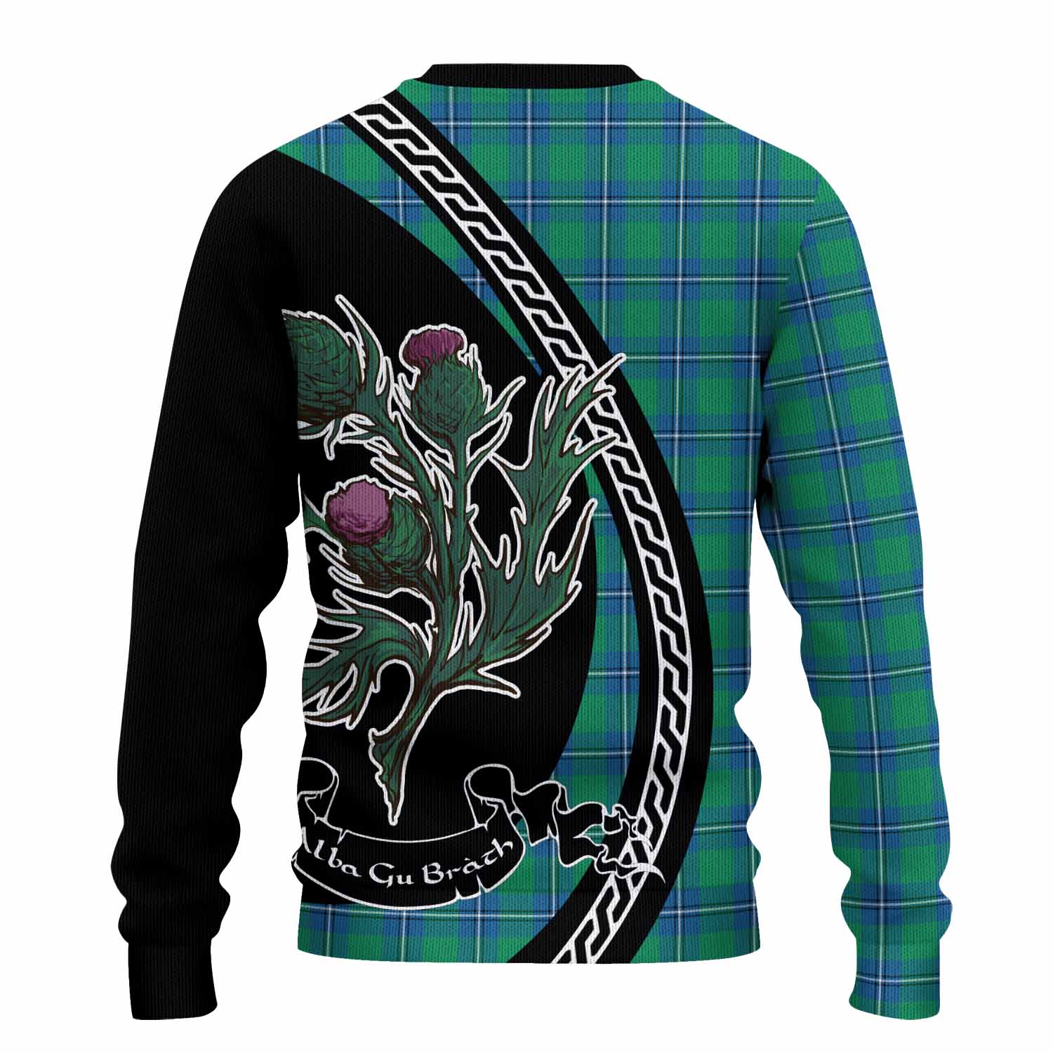 Irvine Family Crest Tartan Knitted Sweater Alba Thistle Inspired - Tartan Vibes Clothing