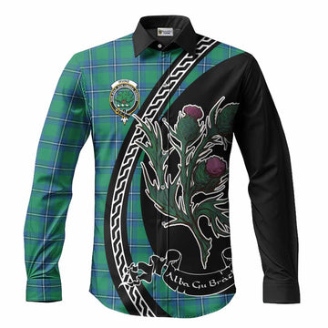 Irvine Family Crest Tartan Long Sleeve Button Shirts Alba Thistle Inspired