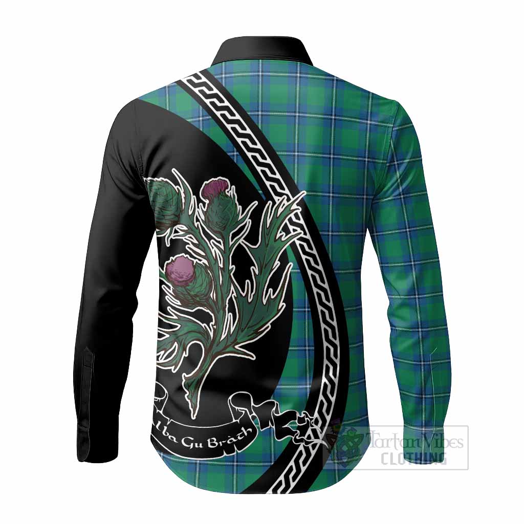Irvine Family Crest Tartan Long Sleeve Button Shirts Alba Thistle Inspired - Tartan Vibes Clothing