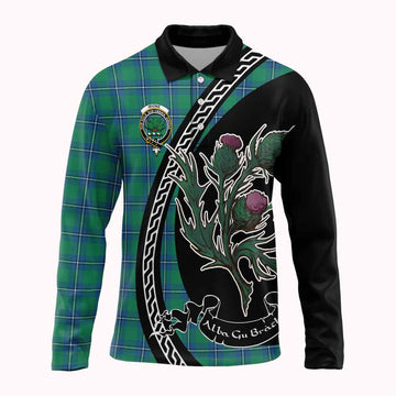 Irvine Family Crest Tartan Long Sleeve Polo Shirt Alba Thistle Inspired