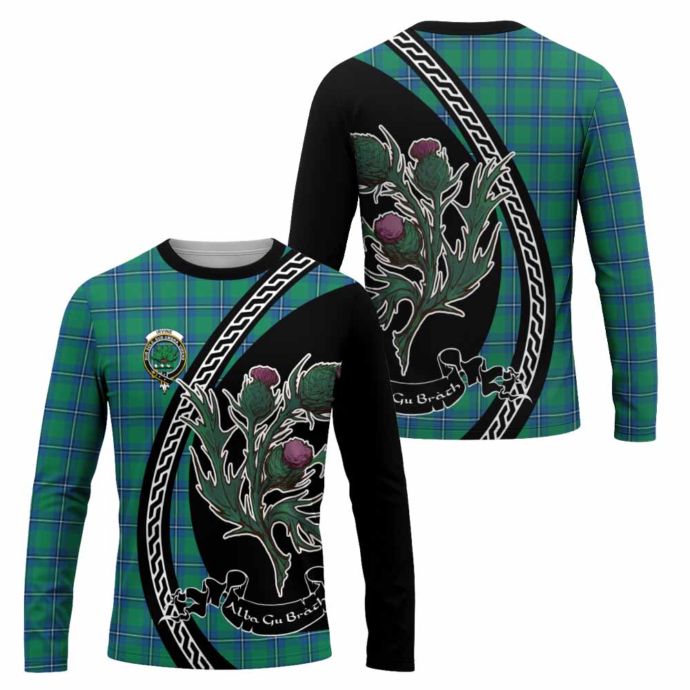 Irvine Family Crest Tartan Long Sleeve T-Shirt Alba Thistle Inspired - Tartan Vibes Clothing