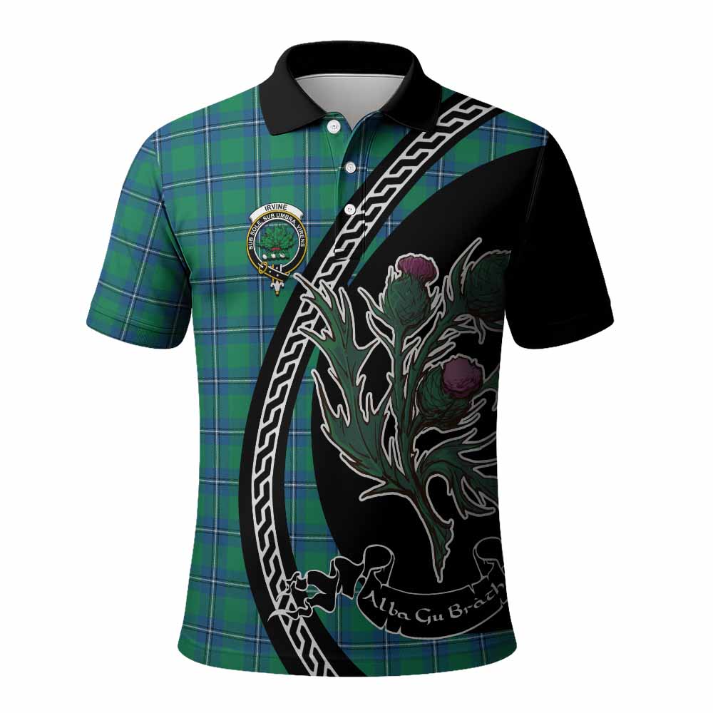Irvine Family Crest Tartan Polo Shirt Alba Thistle Inspired - Tartan Vibes Clothing