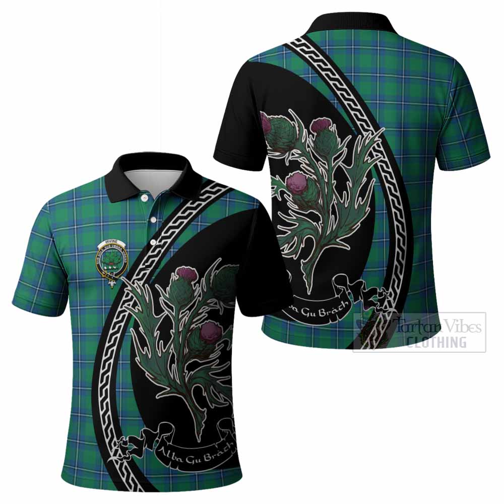Irvine Family Crest Tartan Polo Shirt Alba Thistle Inspired - Tartan Vibes Clothing