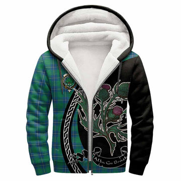 Irvine Family Crest Tartan Sherpa Hoodie Alba Thistle Inspired
