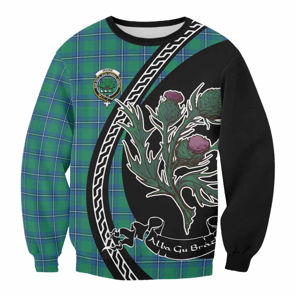 Irvine Family Crest Tartan Sweatshirt Alba Thistle Inspired - Tartan Vibes Clothing