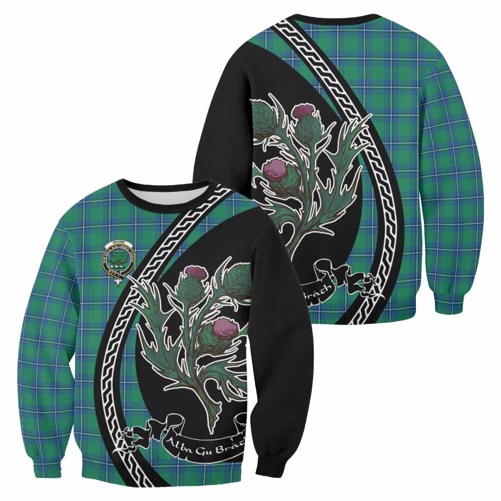 Irvine Family Crest Tartan Sweatshirt Alba Thistle Inspired - Tartan Vibes Clothing