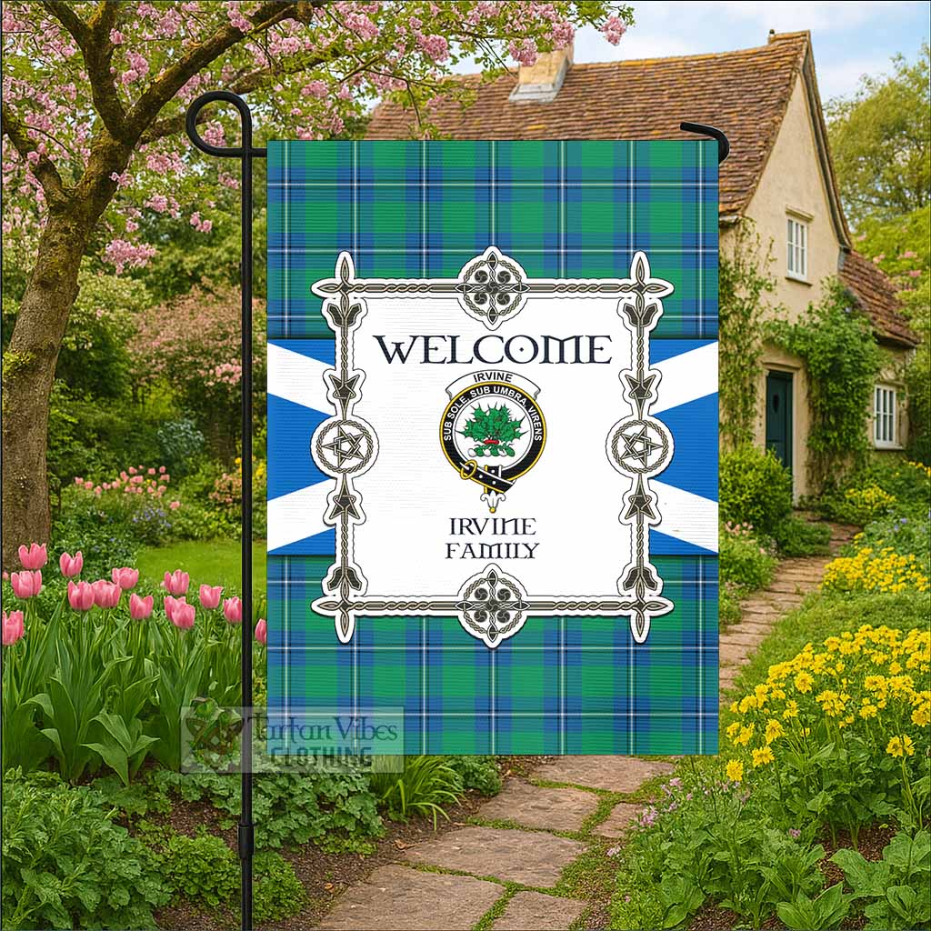 Irvine Family Crest Tartan Welcome Garden Flag Saltire Harmony Style - Tartan Vibes Clothing