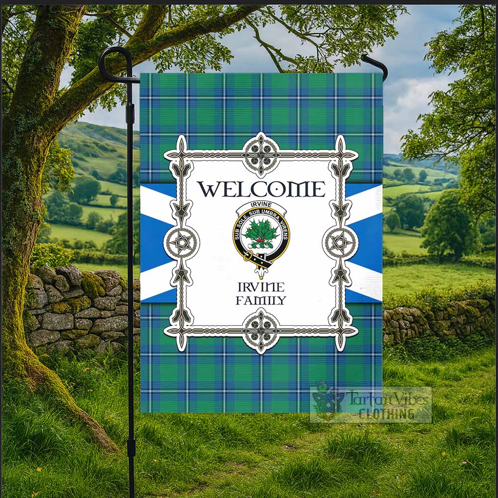 Irvine Family Crest Tartan Welcome Garden Flag Saltire Harmony Style - Tartan Vibes Clothing