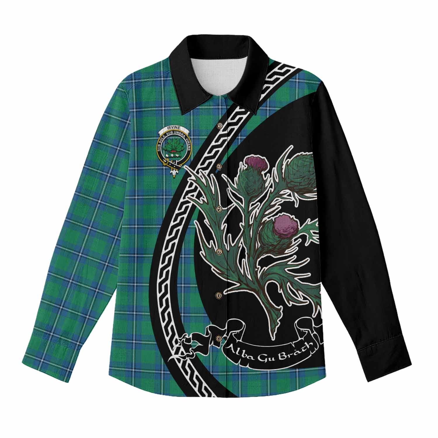Irvine Family Crest Tartan Women Casual Shirt Alba Thistle Inspired - Tartan Vibes Clothing