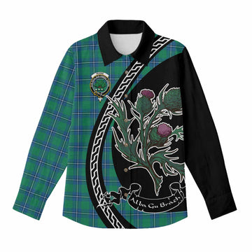 Irvine Family Crest Tartan Women Casual Shirt Alba Thistle Inspired - Tartan Vibes Clothing