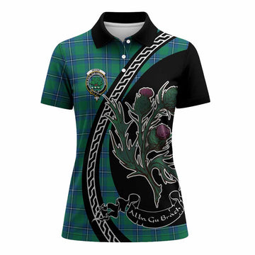 Irvine Family Crest Tartan Women Polo Shirt Alba Thistle Inspired - Tartan Vibes Clothing