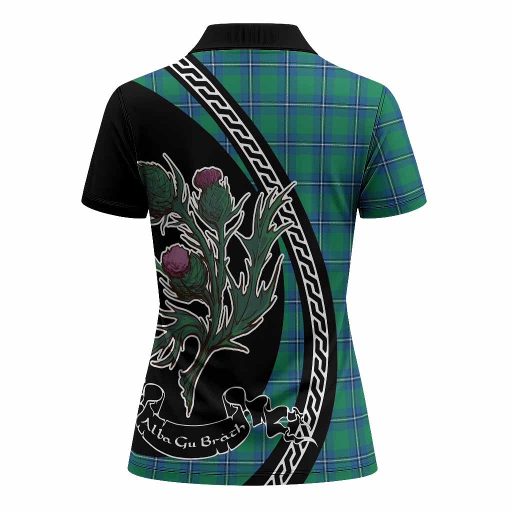 Irvine Family Crest Tartan Women Polo Shirt Alba Thistle Inspired - Tartan Vibes Clothing