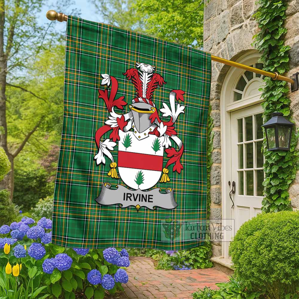 Irvine Irish Clan Tartan Flag with Coat of Arms