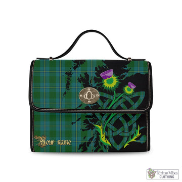 Irvine of Bonshaw Tartan Waterproof Canvas Bag with Scotland Map and Thistle Celtic Accents