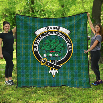 Irvine of Bonshaw Tartan Quilt with Family Crest