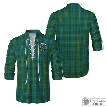 Irvine of Bonshaw Tartan Men's Scottish Traditional Jacobite Ghillie Kilt Shirt with Family Crest