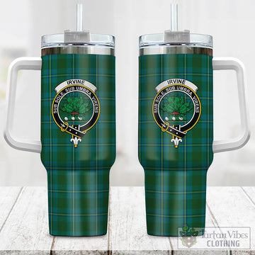 Irvine of Bonshaw Tartan and Family Crest Tumbler with Handle