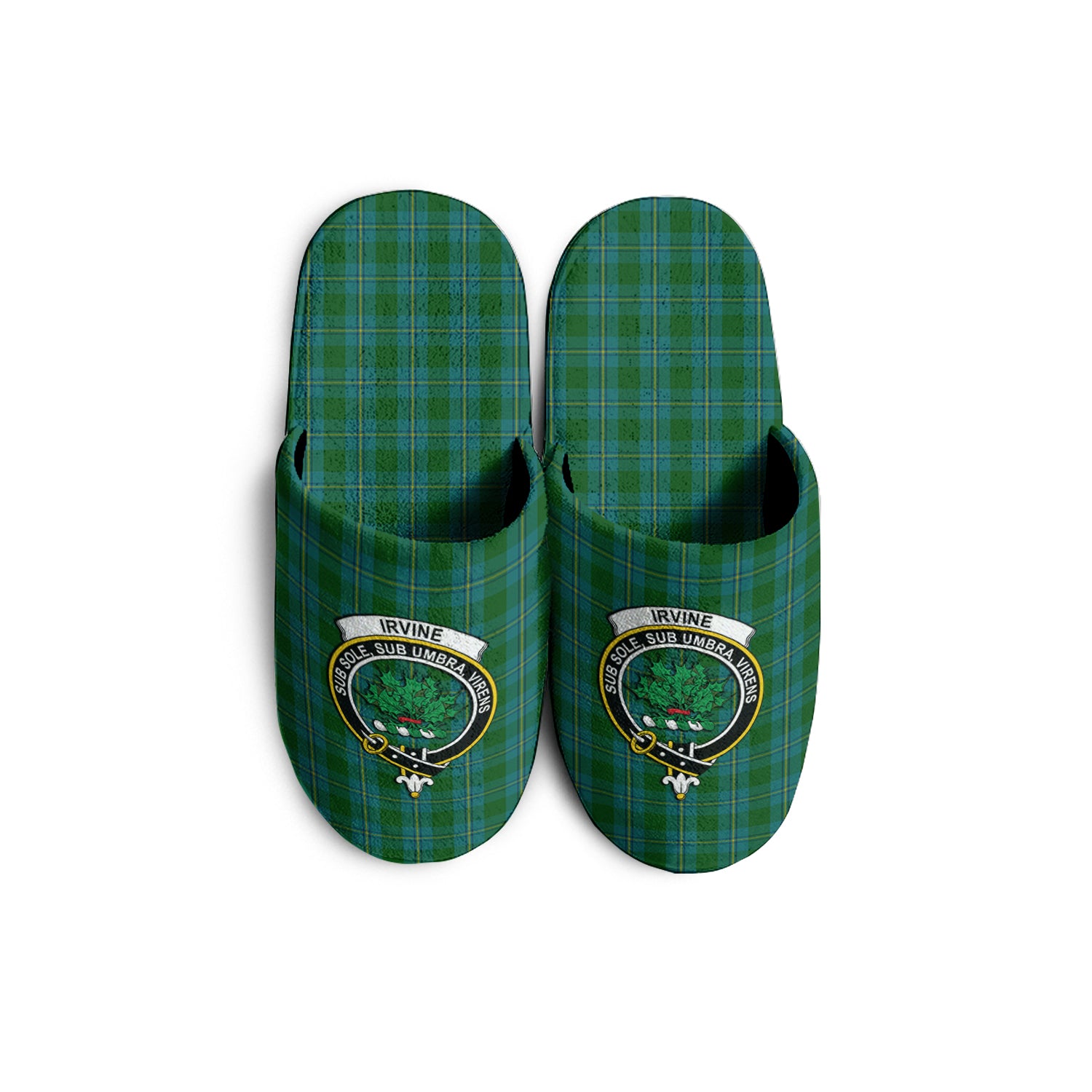 Irvine of Bonshaw Tartan Home Slippers with Family Crest - Tartanvibesclothing