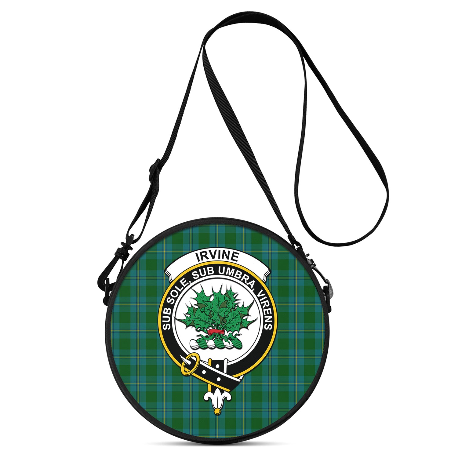 irvine-of-bonshaw-tartan-round-satchel-bags-with-family-crest