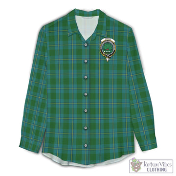 Irvine of Bonshaw Tartan Womens Casual Shirt with Family Crest