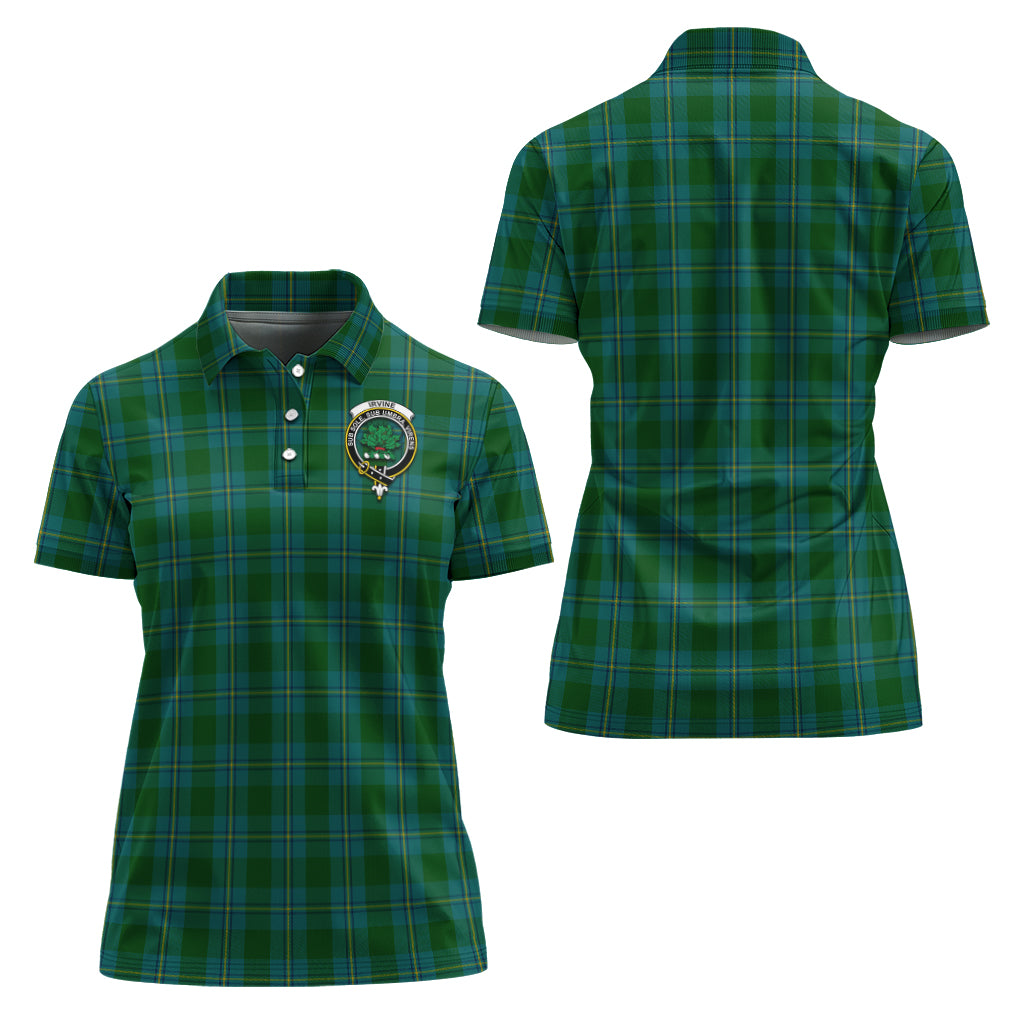irvine-of-bonshaw-tartan-polo-shirt-with-family-crest-for-women