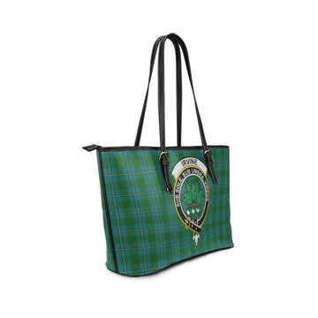 Irvine of Bonshaw Tartan Leather Tote Bag with Family Crest
