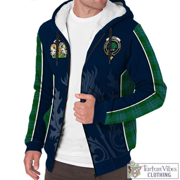 Irvine of Bonshaw Tartan Sherpa Hoodie with Family Crest and Scottish Thistle Vibes Sport Style