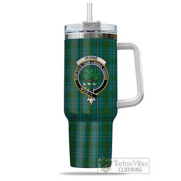 Irvine of Bonshaw Tartan and Family Crest Tumbler with Handle