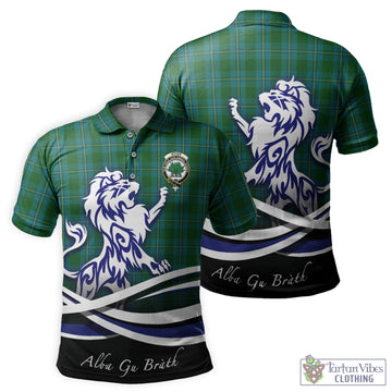 Irvine of Bonshaw Tartan Polo Shirt with Alba Gu Brath Regal Lion Emblem