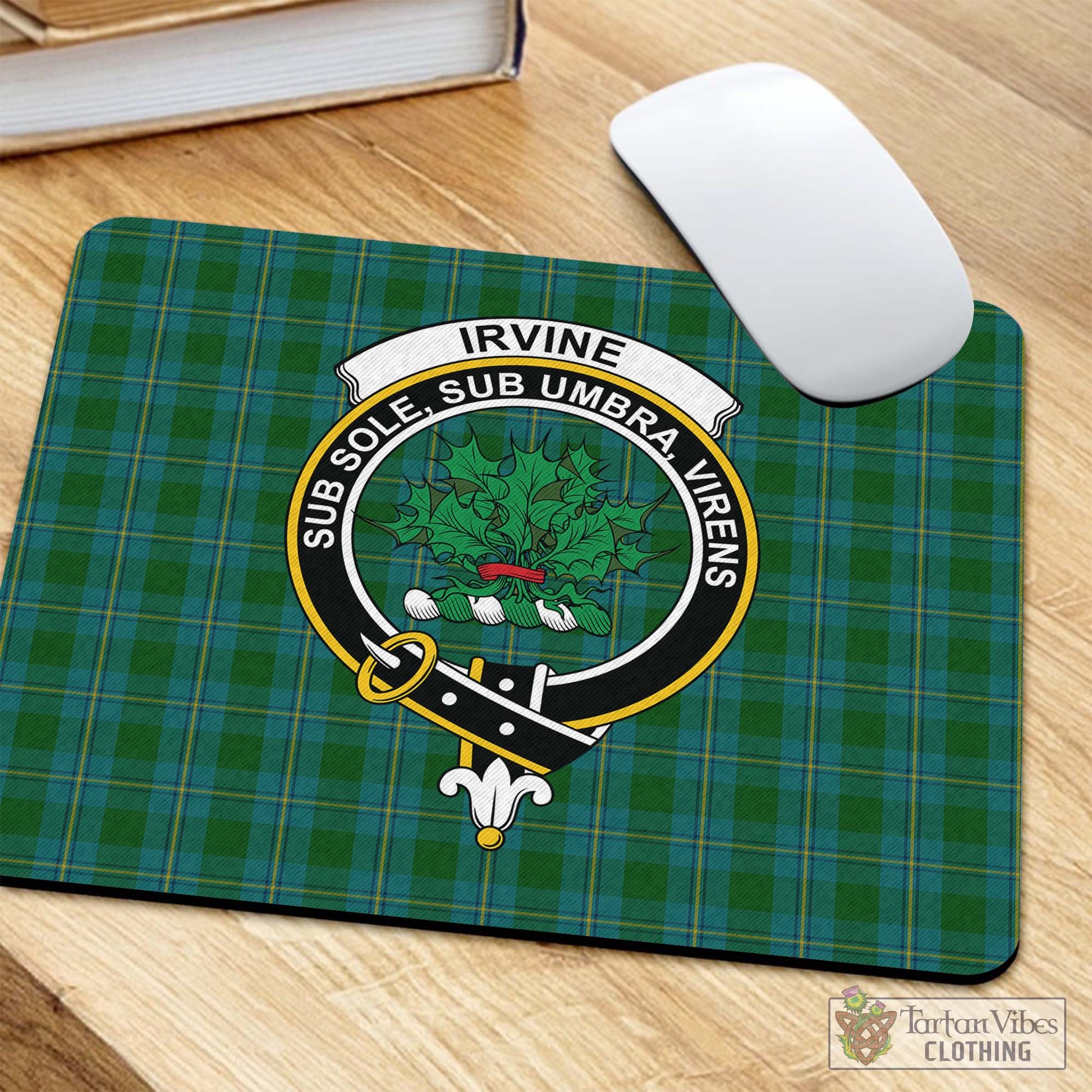 Tartan Vibes Clothing Irvine of Bonshaw Tartan Mouse Pad with Family Crest