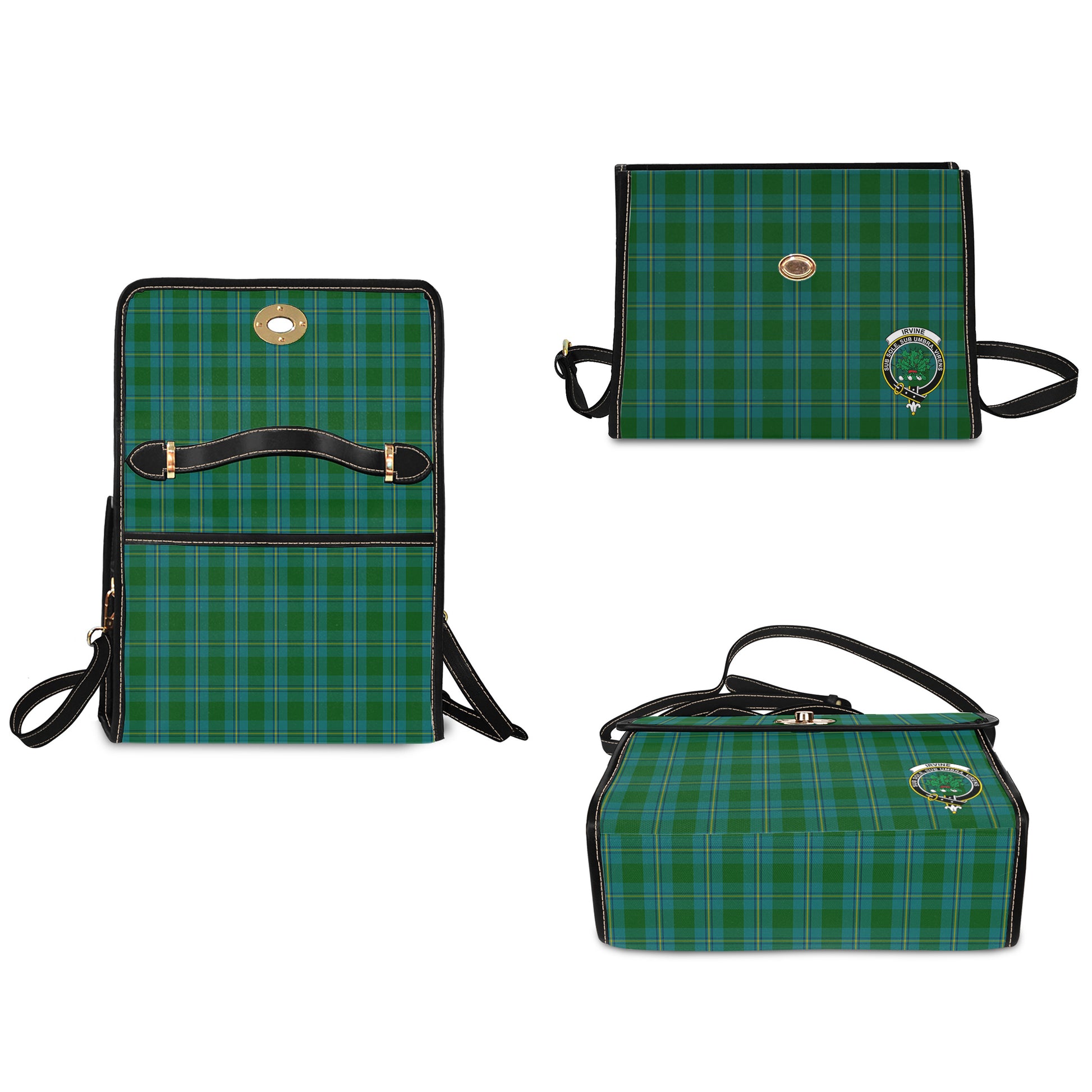 irvine-of-bonshaw-tartan-leather-strap-waterproof-canvas-bag-with-family-crest